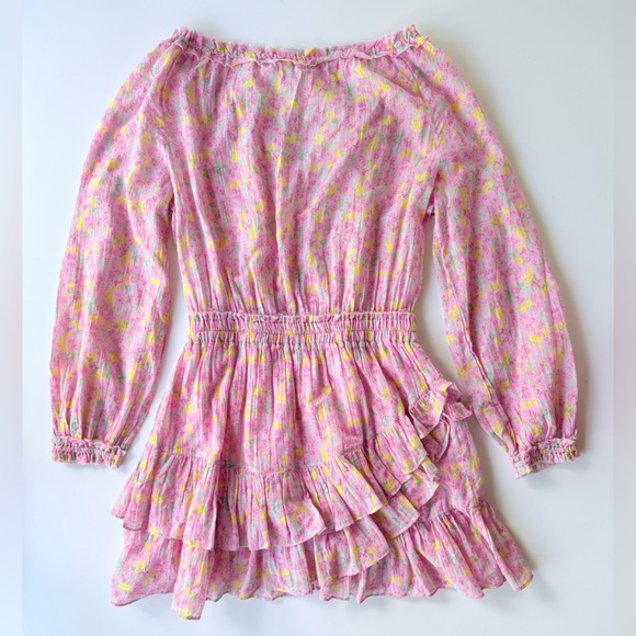 NWT LoveShackFancy Rayna Mini Dress in Melon Punch Floral Print Size M - Picture 7 of 16